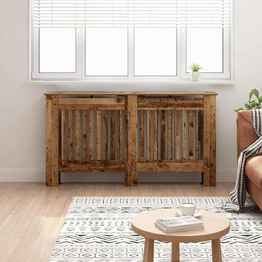 vidaXL Cubierta de Radiador Madera Envejecida 152 x 19 x 81,5 cm, Cubierta Moderna Rectangular para radiador, decoración del hogar, Resistencia al Calor, diseño de Madera, Seguridad Infantil