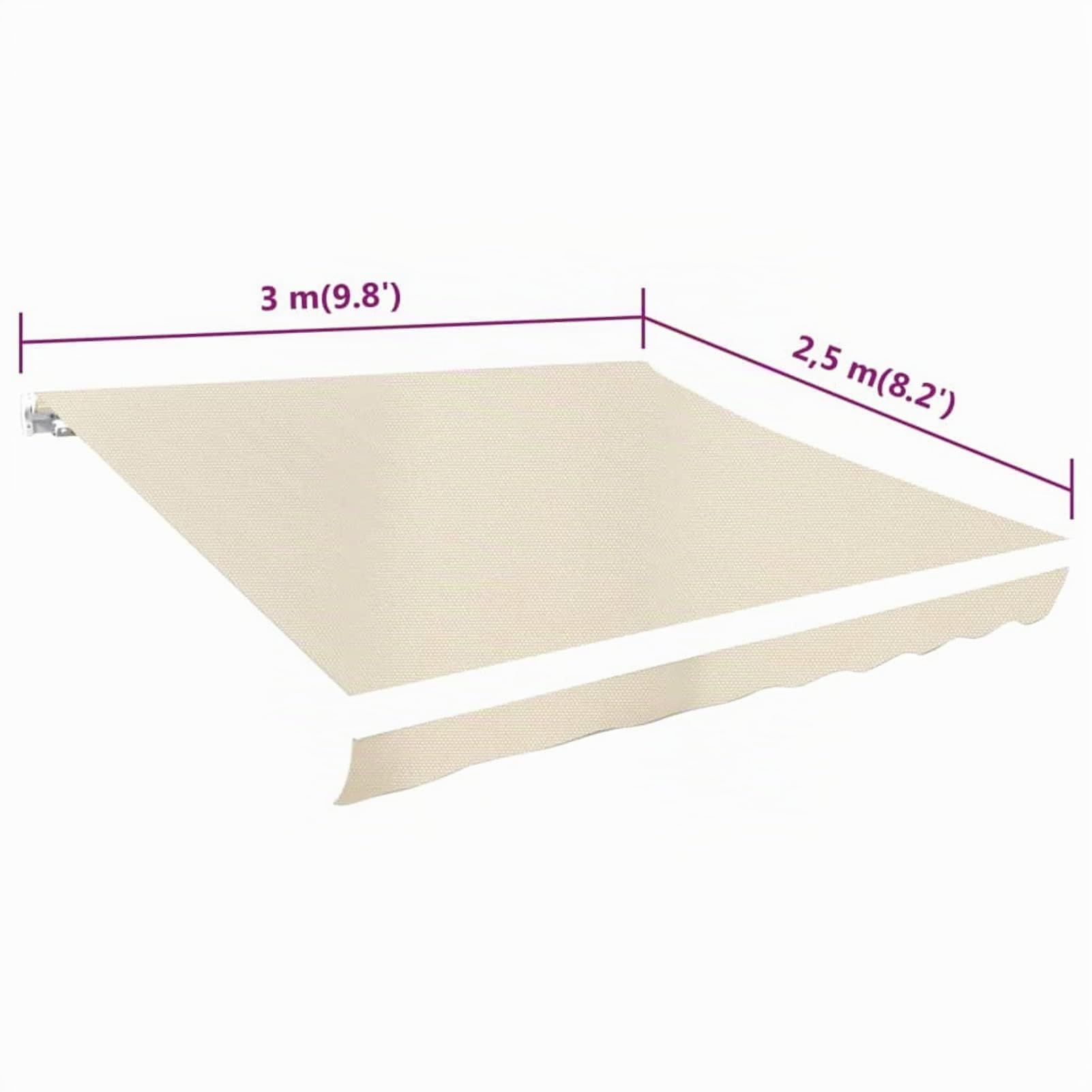 IKAYAA Tessuto di Ricambio per Tenda da Sole Telo di Ricambio per Tenda Parasole Retrattile per Balcone, Patio, Terrazzo, Esterno, Giardino-Crema-300 x 250 cm