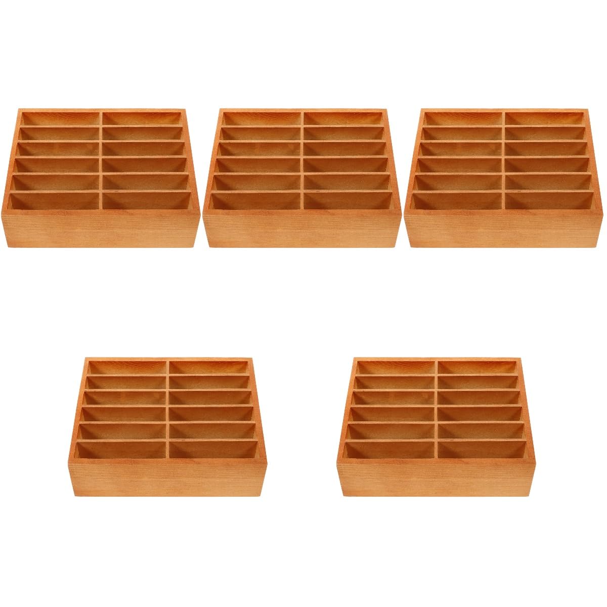Cabilock Soporte De Madera Para Teléfono Celular De Rejilla Múltiple: 5 Unidades Caja De Almacenamiento Para Gestión De Teléfonos Móviles Y Calculadoras Organizador De Escritorio Caja De