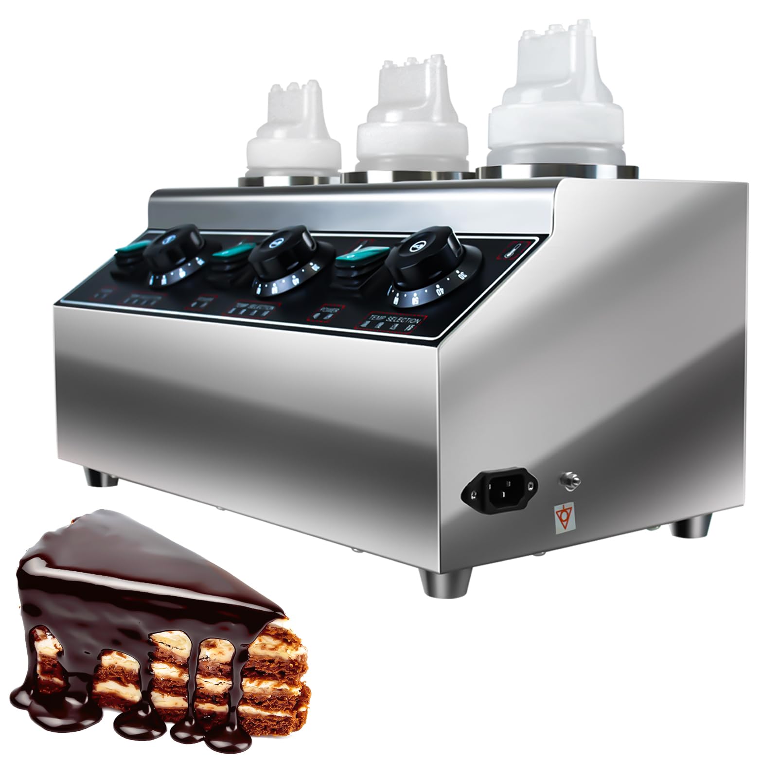 KOOTEN Electric Cheese Sauce Warmer Dispenser,Cheese Warmer Hot Chocolate Warmer and Dispenser 0.68x3 Qt Commercial Cheese Dispenser Bottle Warmer 86-185?Nacho Cheese Warmer with Bottles
