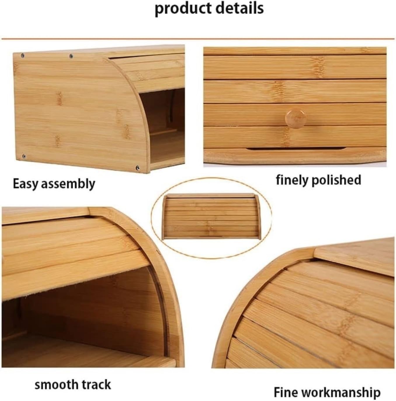 Caja De Pan Panera para Pan Caja De Pan De Bambú, Contenedor De Almacenamiento De Pan con Encimera Enrollable, Soporte De Pan Creativo Simple para Decoración Caja Contenedor De Pan