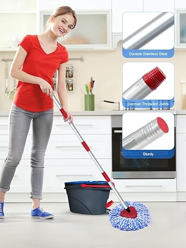 Miniatura 7 de Cabezal de repuesto para fregona giratoria EasyWring 1 sistema de tanque, cepillo de limpieza de cerdas duras triangulares, cepillo de limpieza para