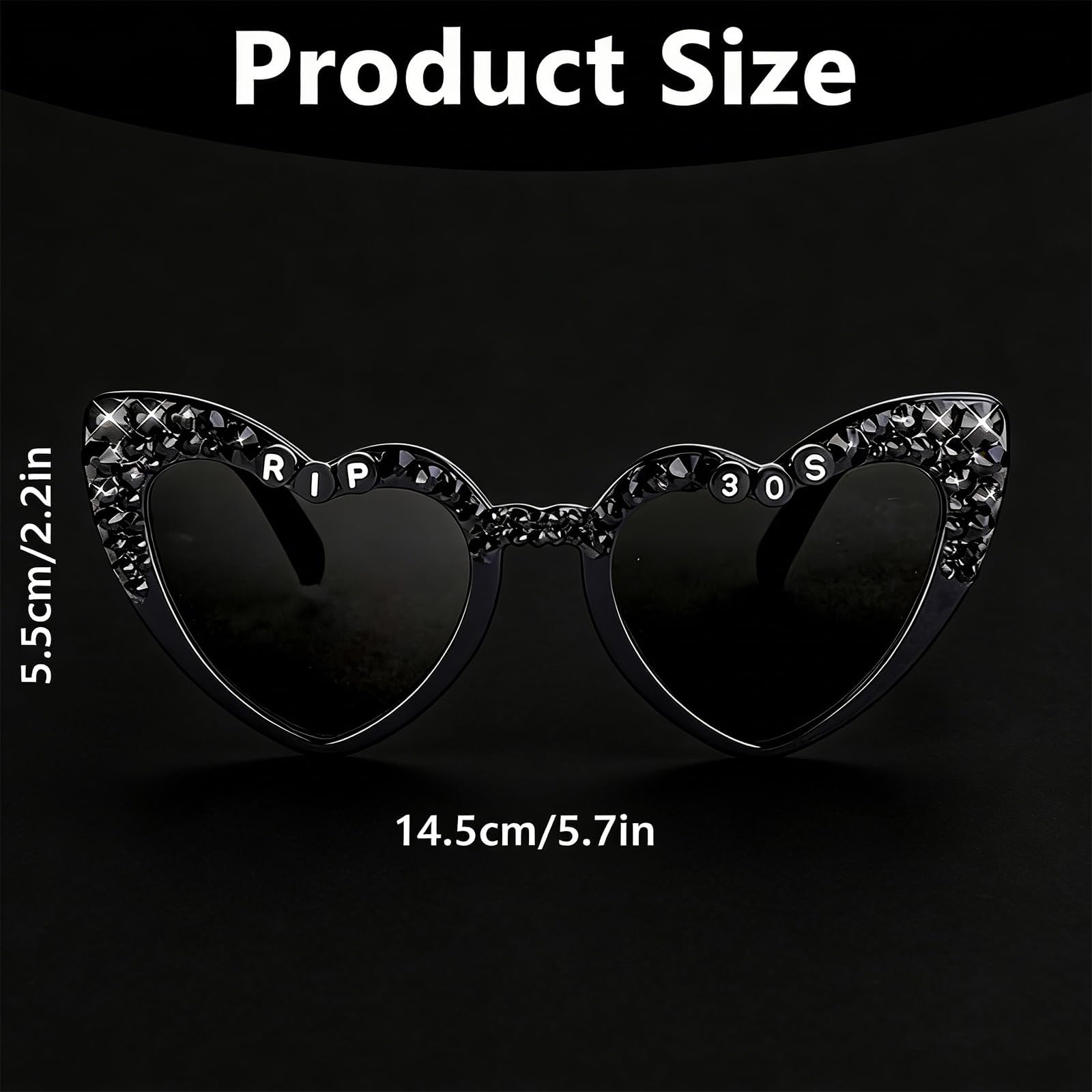 30th Birthday Glasses, Heart Shaped Sunglasses, Funny Rip 20s Birthday Decorations, Novelty Party Gifts And Photo Props Decorations — view 2