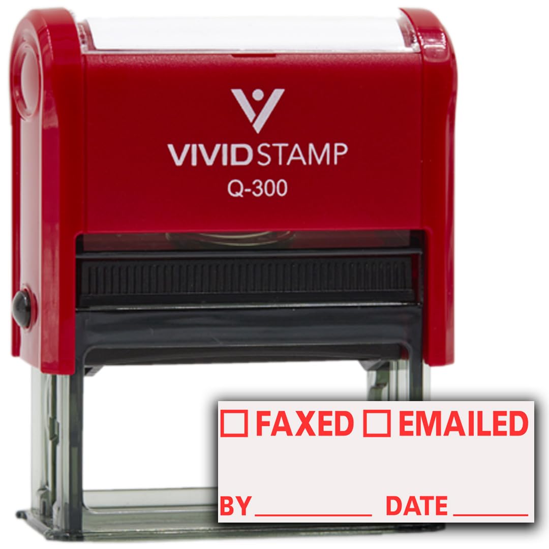FAXED EMAILED by Date Self Inking Rubber Stamp (Red Ink) - Large
