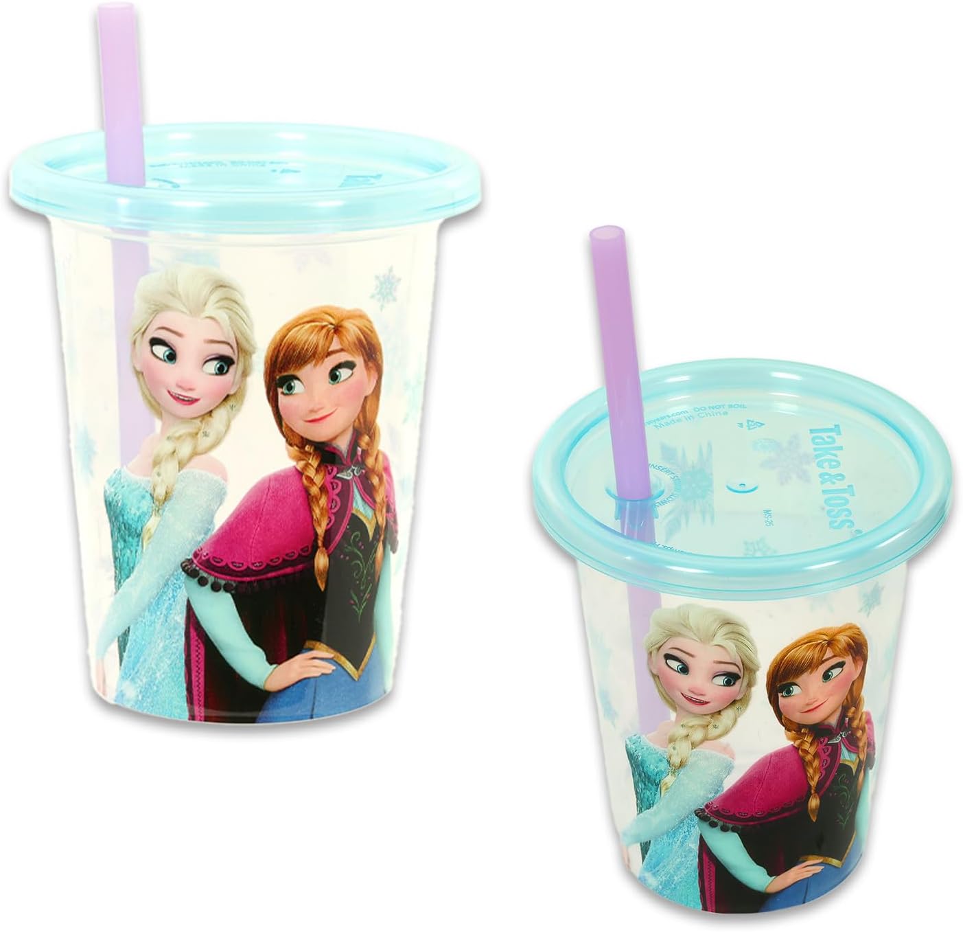 Frozen 10 Oz Reusable Cups Set - Bundle with 8 Refillable Cups with Lids and Straws for School Supplies, Sports, Party Supplies, More | Disney Frozen Tumblers for Toddlers Birthday - Image 2