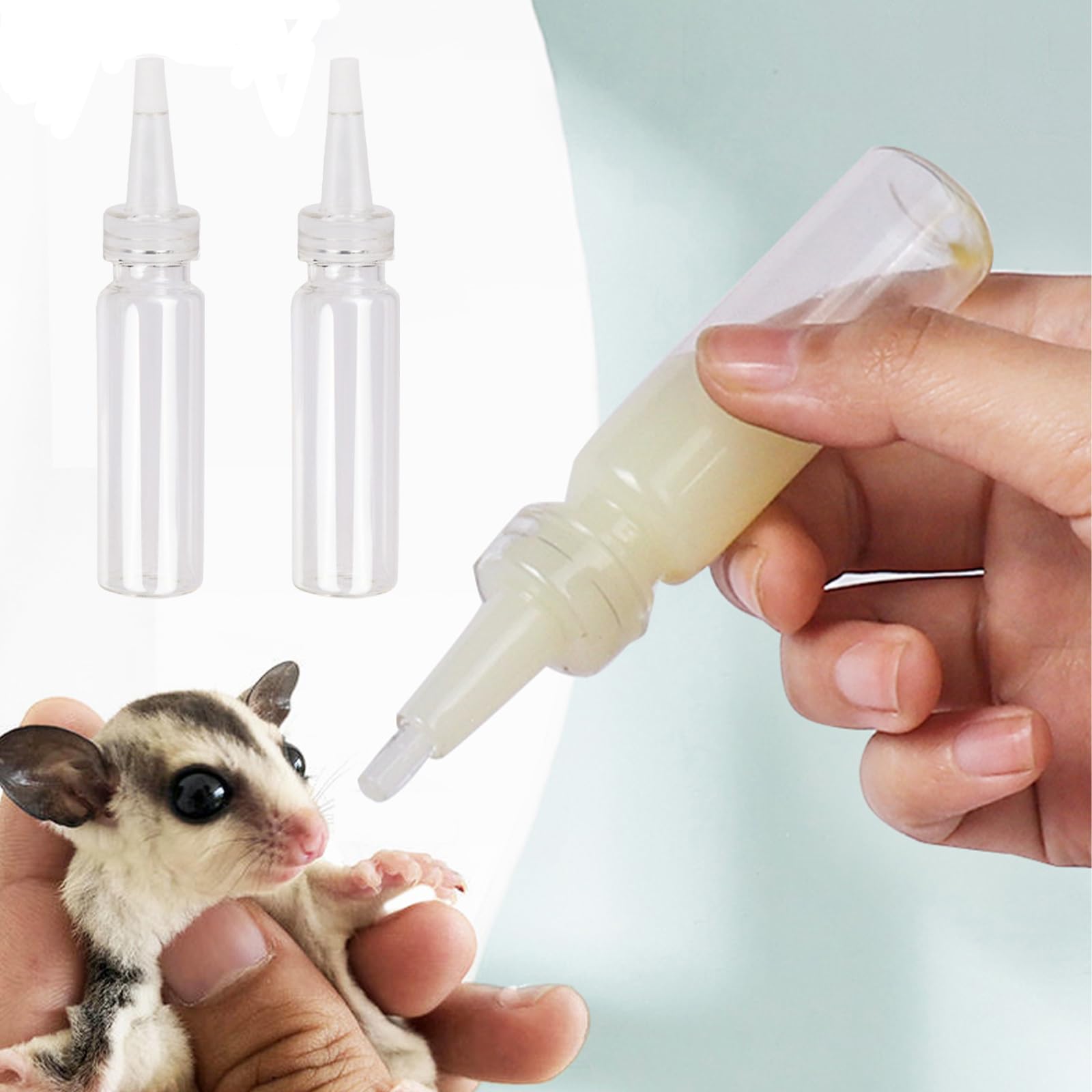 MANON ROSA Sugar Glider Feeding Bottles -Small Animals Nursing Kit 2-Pack for Milk Water Medication for Newborn Squirrels Hamsters Rabbits Gerbils Ferret, 15ml