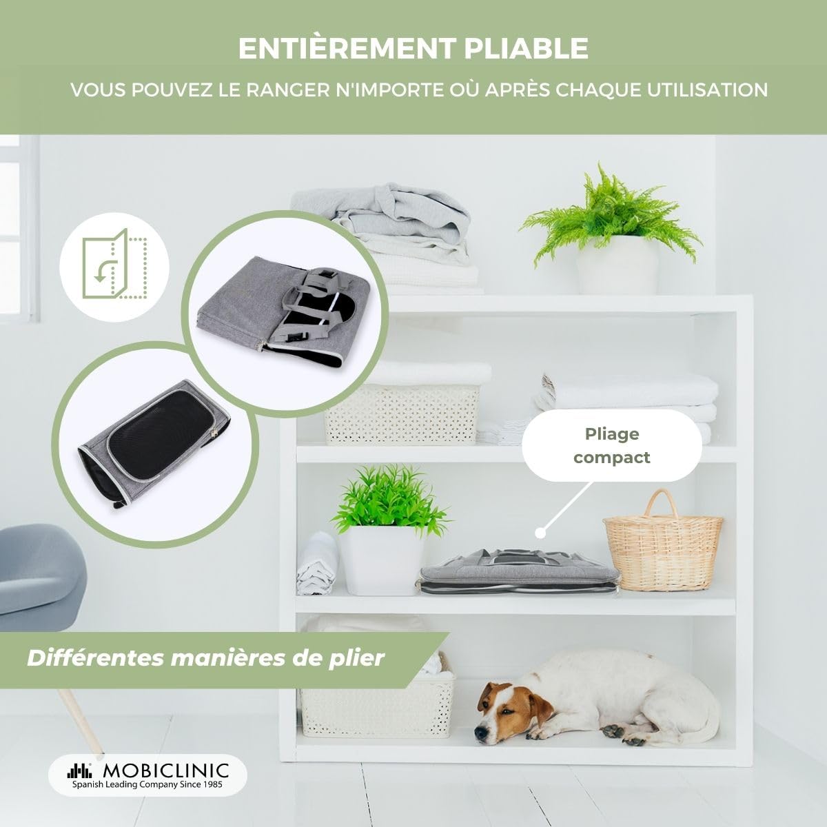 Mobiclinic® Pets, Sac Transport Chat, Chien, Bronco, Pliable, Sangle de, Ventilation, Multi-accès, Réglable, 48x25x30 cm, Chiens et Chats, Convient pour Les valises