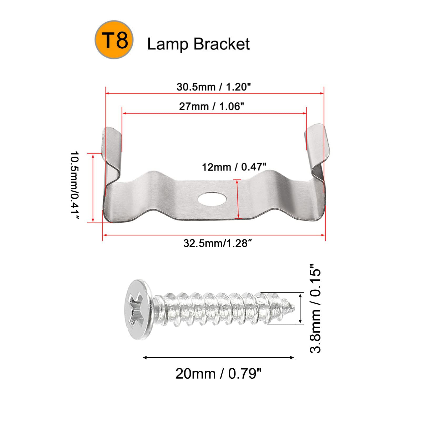 TOP-VIGOR 10Pcs T8 Clips Bracket Hanger Fluorescent Tube Light Fixture Holder Clamps with Screws for LED Bulbs Ceiling Lamp to Prevent Sagging - Image 2