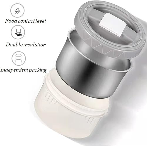 Miniatura 6 de Lonchera apilable de acero inoxidable de 3 niveles, botella aislada al vacío de acero inoxidable a prueba de fugas, adecuada para llevar alimentos a