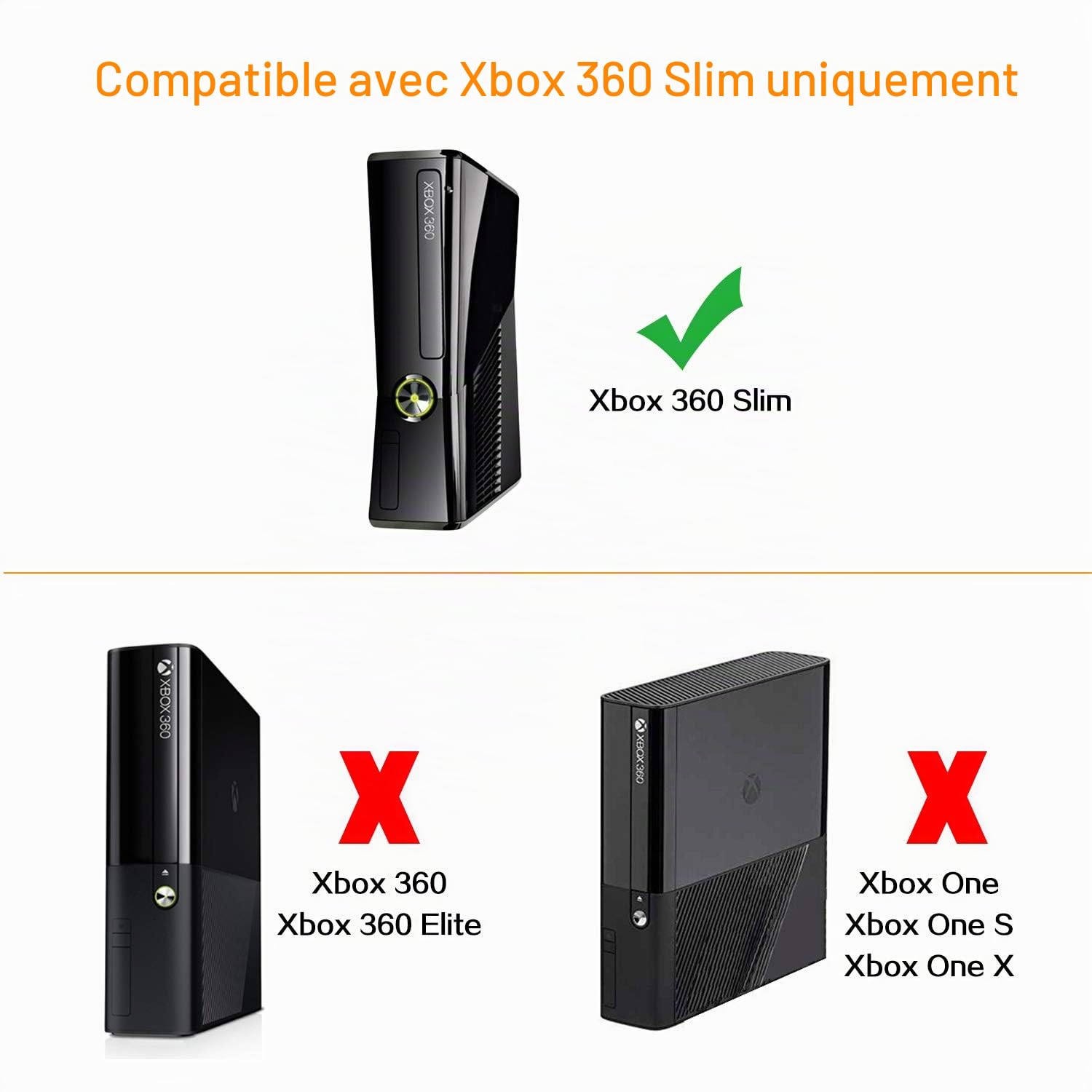 Labtec - Chargeur d'alimentation Labtec avec cordon d'alimentation pour console Microsoft Xbox 360 Slim, 100-220 V