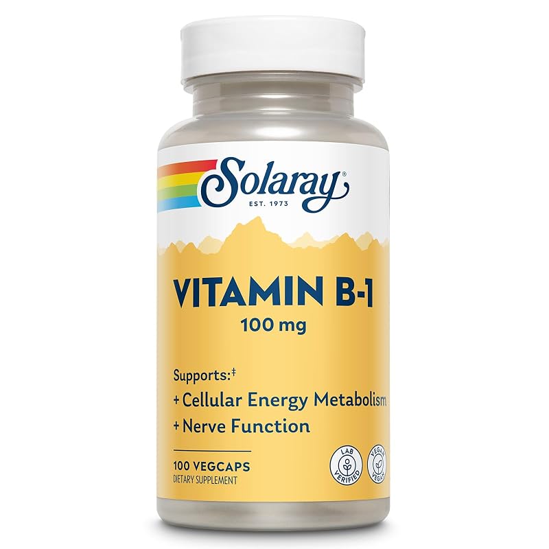 SOLARAY Vitamina B1 (Tiamina) 100 mg, 100 cápsulas vegetais