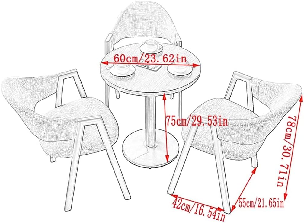 Office Meeting Room Small Conference Table Set Office Table and Chair for Combination 1 Table and 3 Chairs Lounge Room Library Cake Shop Tea Shop Coffee (Grey-One Size)
