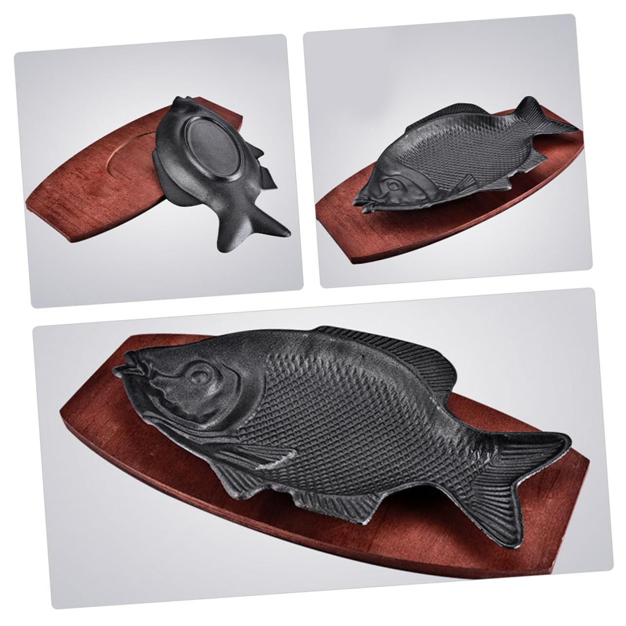 Mipcase Plato para Servir Pescado Forma Pescado Mediano Hierro Resistente para Asar en Hogar y Restaurante Bandeja para Aperitivos y Cenas Familiares