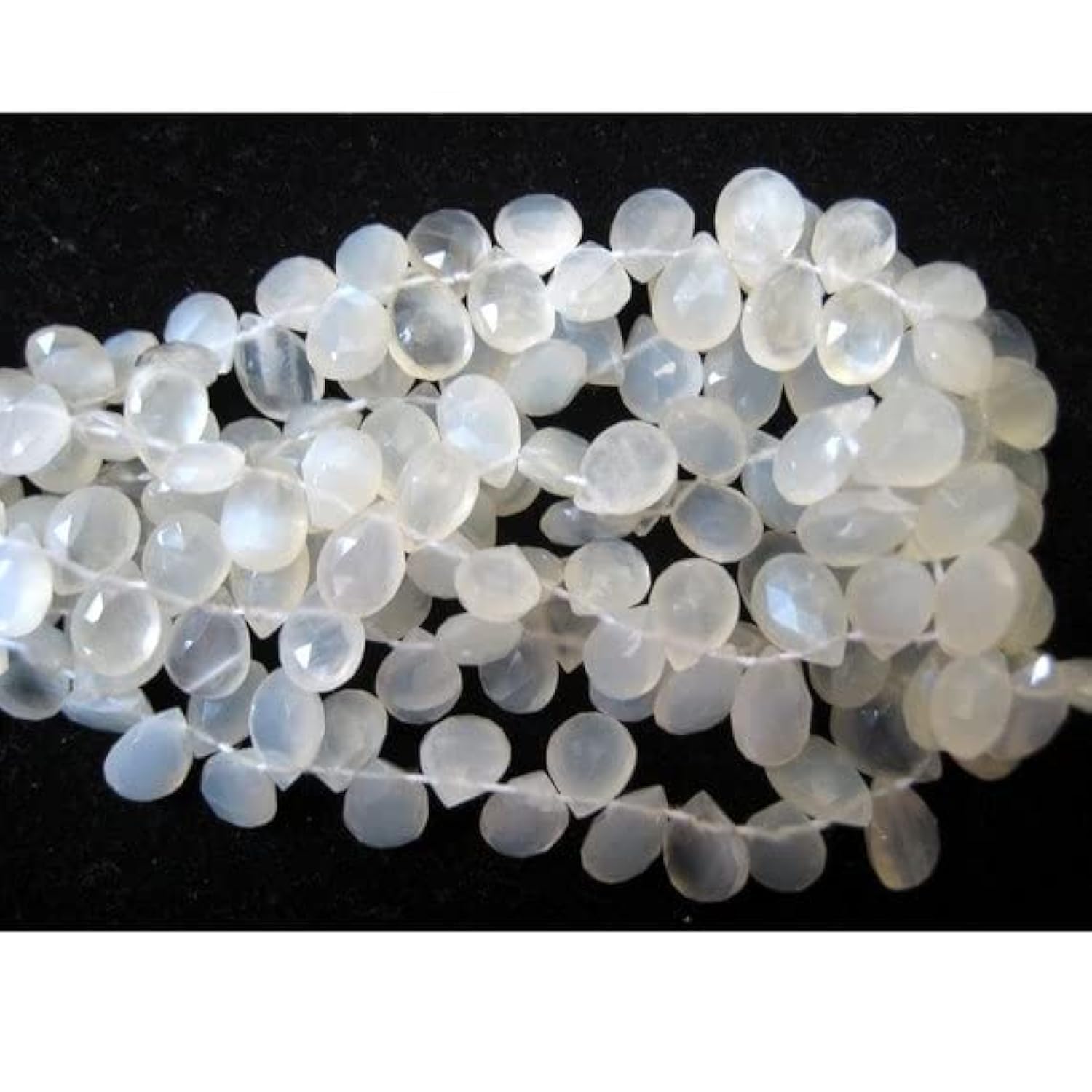 Pierre de lune blanche naturelle : perles poire facettées pour création de bijoux uniques