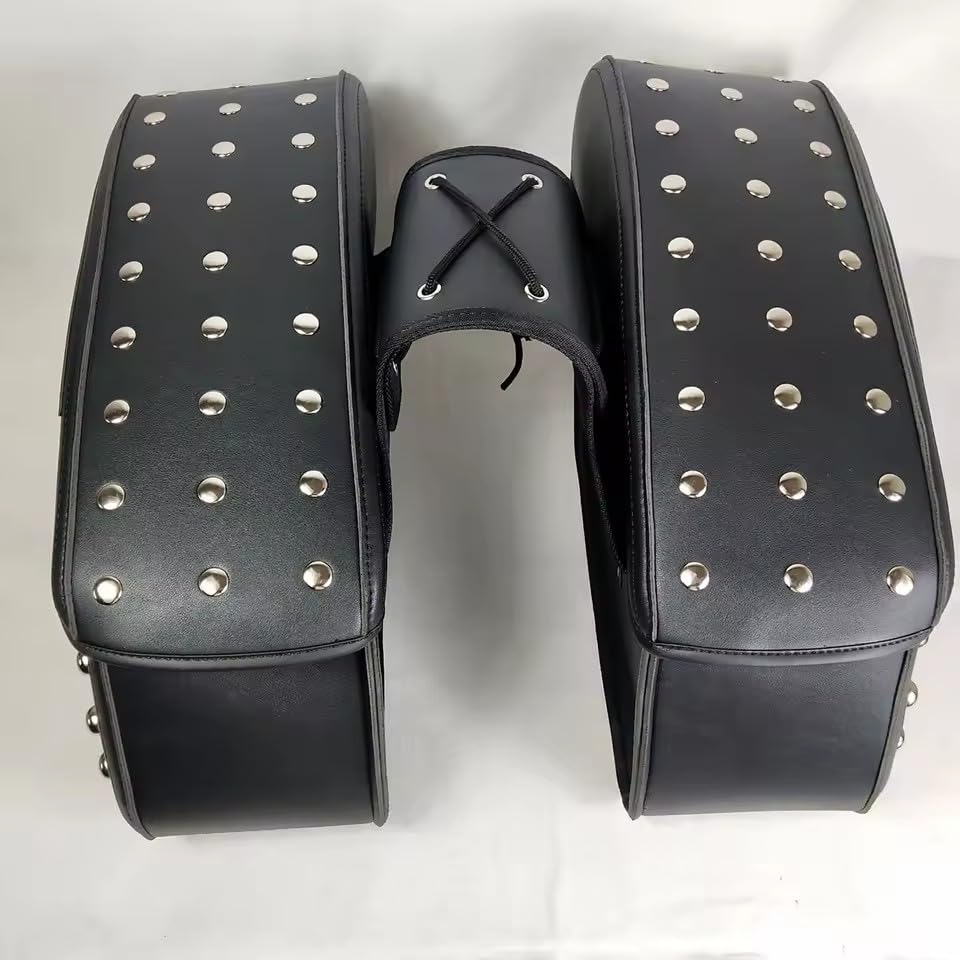 Alforja universal para motocicleta negra de lona y cuero, bolsa lateral de gran capacidad para Harley Touring miniatura 4