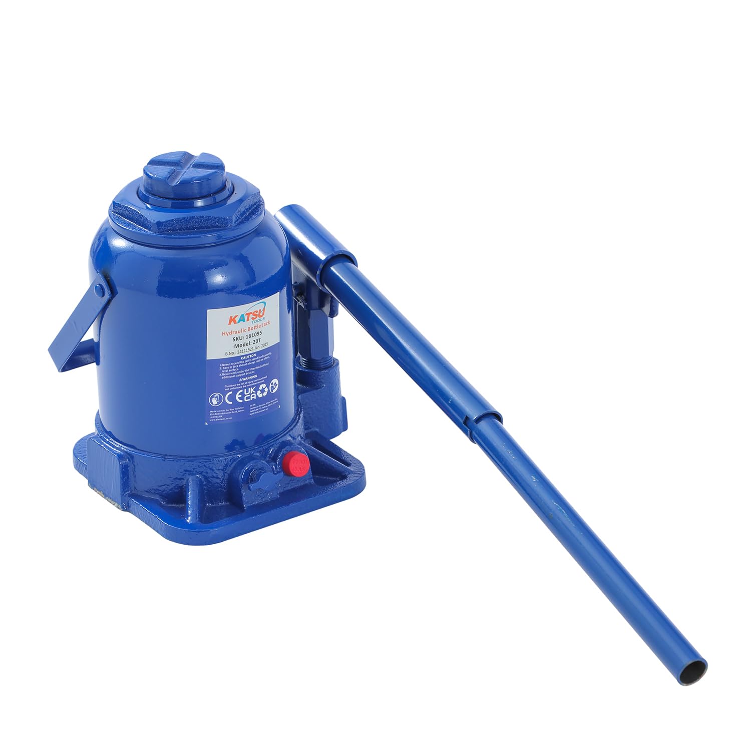 KATSU Tools Cric bouteille hydraulique à profil bas et court 20 tonnes - Support de levage robuste pour réparation automobile et entretien des véhicules