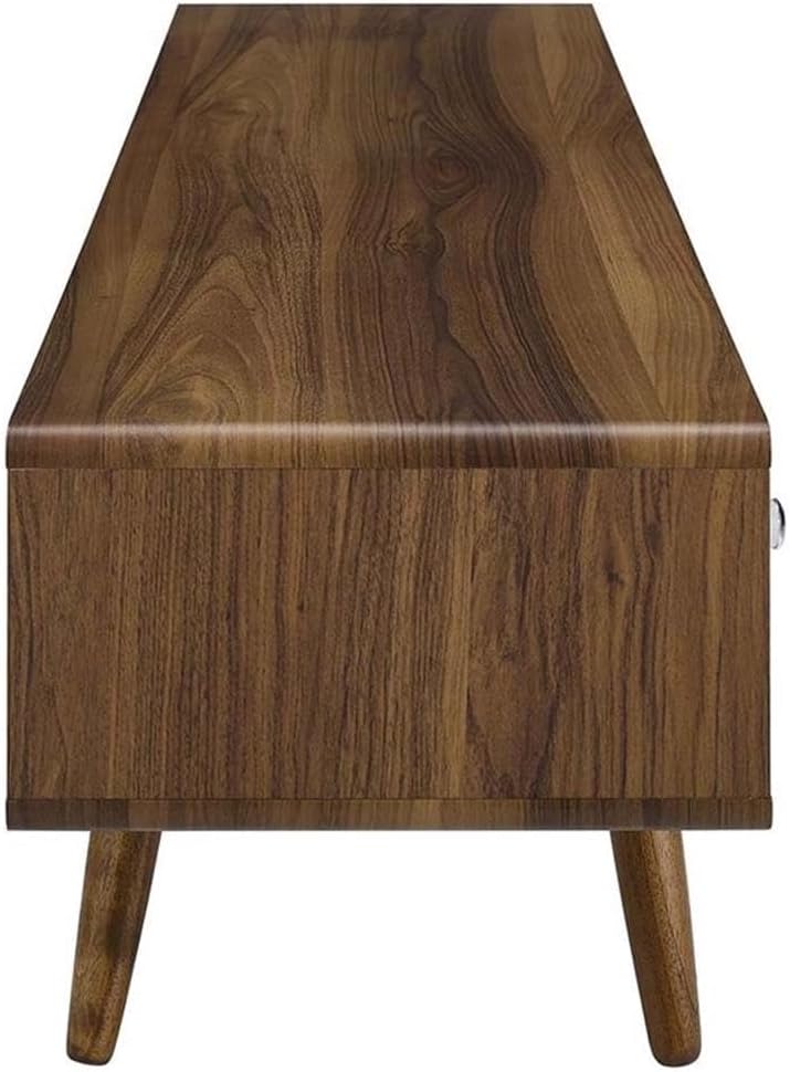 Sleek 70'' Walnut White Media Console with Cabinet Storage