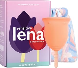 Lena Sensitive Menstrual Cup Small - Ultra-Soft Silicone for Sensitive Bladders, 12-Hour Leakproof Comfort, Beginner Friendly Period Cup, Coral