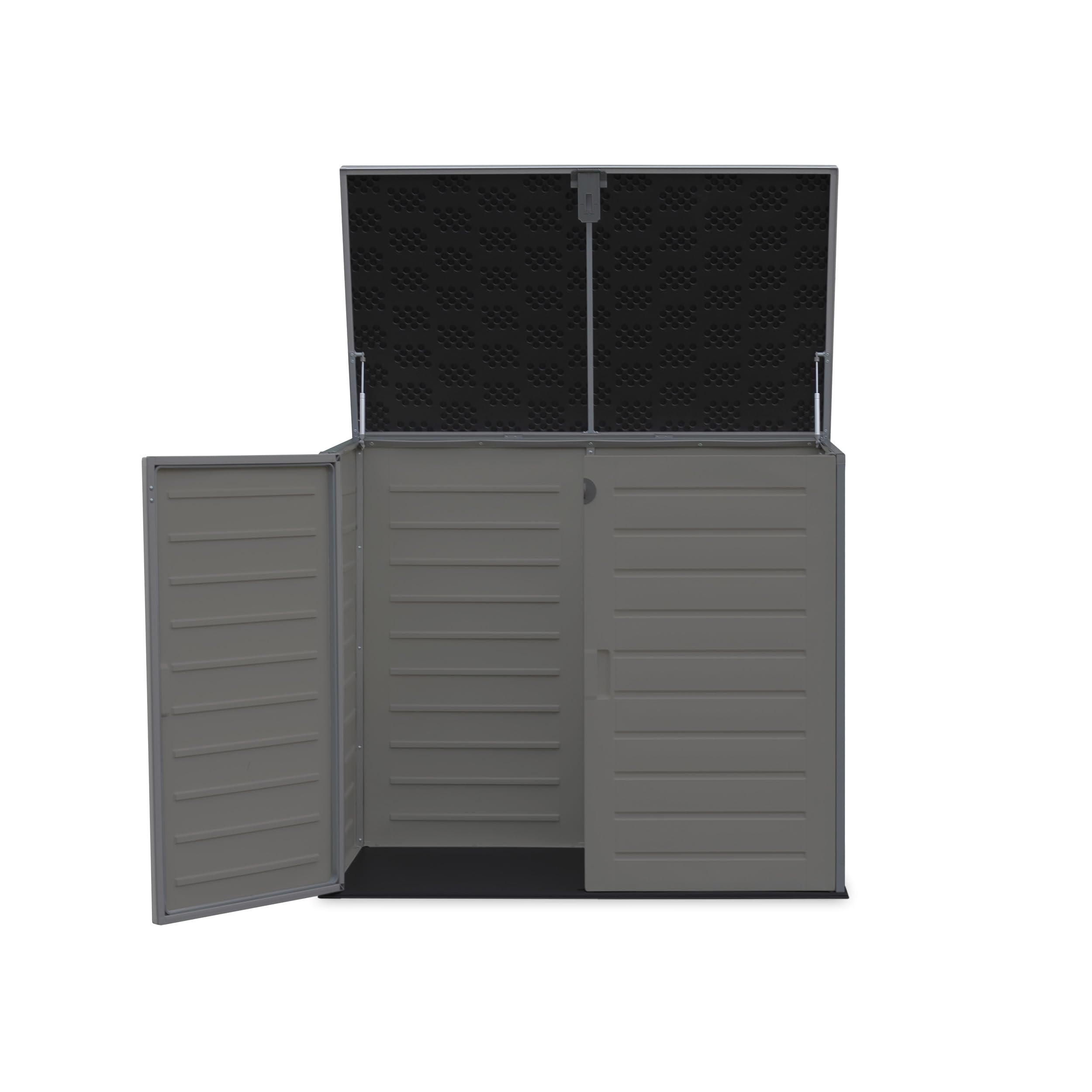 Wasabi - Armadio da Esterno in Resina 1170L – 140x82x124cm – Pavimento Incluso - Porta Doppia e Coperchio Ribaltabile – Struttura in Metallo – Pannelli in Polipropilene – Chiusura con Catenaccio