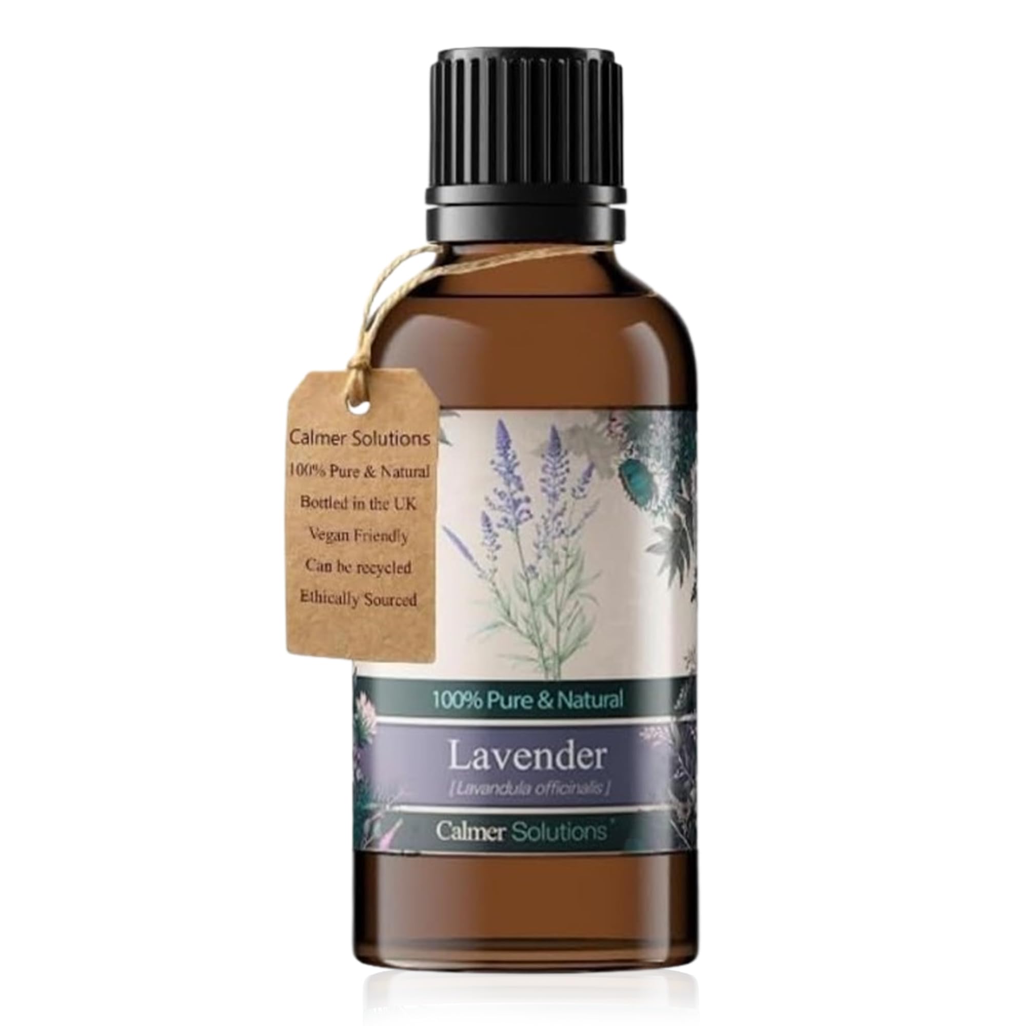 Calmer Solutions Clear Lavender Essential Oil 50Ml - 100% Pure & Natural Steam Distilled Lavandula Angustifolia Aromatherapy Oil - Uk Made Floral Essential Oil For Diffuser, Massage, Bath & Home Fragrance