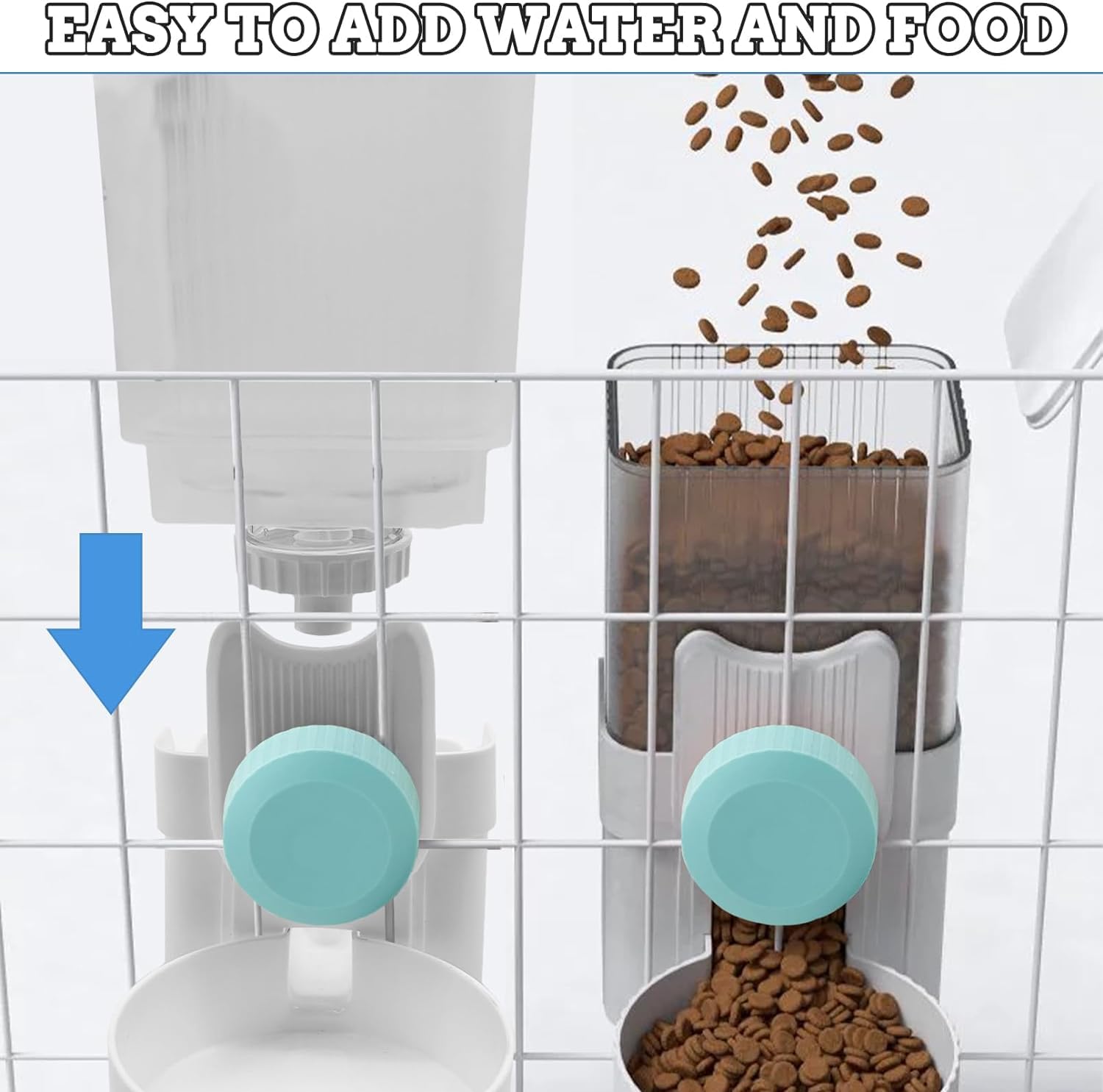 kathson Hängender automatischer Katzenfütterer und Wasserspender Hängender Kaninchenfutter- und Wasserspender für Käfig