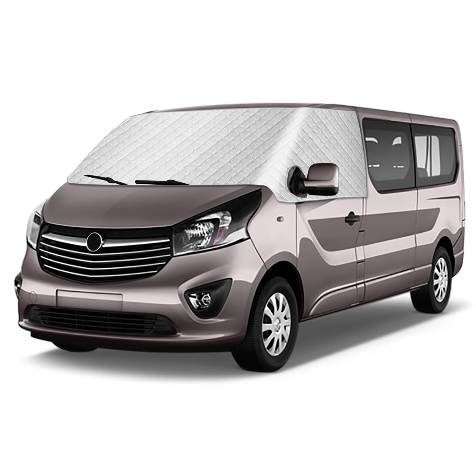 Housse de Pare-Brise Compatible avec Renault Trafic 2014-2025, Argenté Pare-Soleil pour Vitre Avant, Bloque Les Rayons UV, Protège du Vent et des Intempéries, Garde Votre Véhicule au Frais