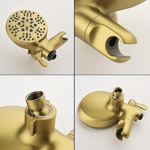 Miniatura 9 de Juego de grifo de ducha de 3 manijas con boquilla de bañera, juego combinado de grifo de ducha sistema de ducha completo para bañera y ducha,