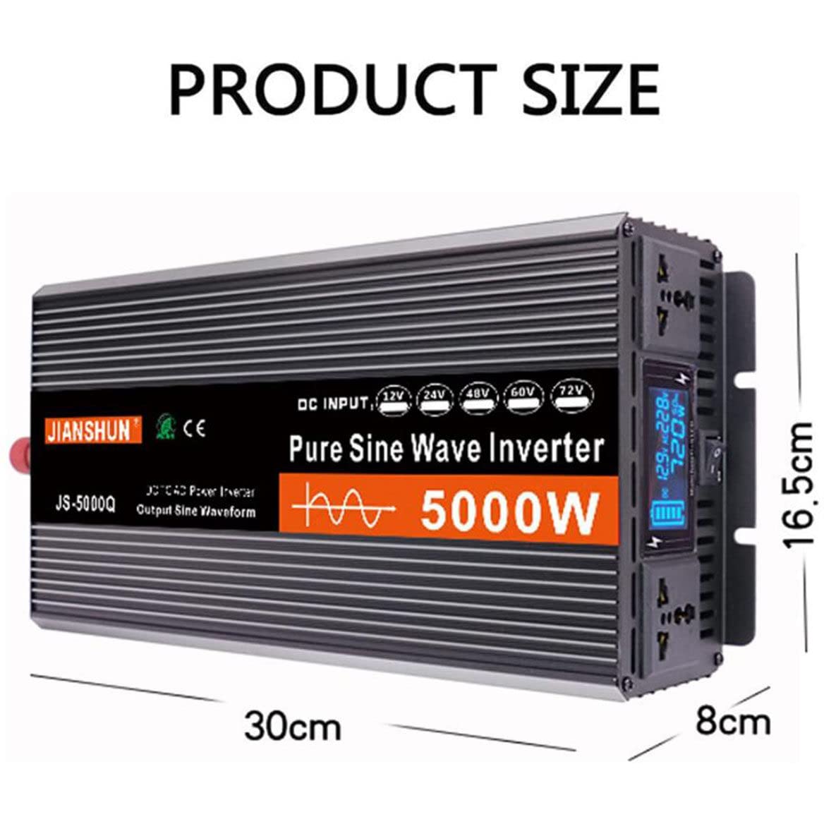 Power Inverter 3000W 4000W 5000W 6000W Inverter Onda Pura Trasformatore di Potenza Convertitore DC 12V 24V 48V 60V AC 220V 230V 240V Inverter Fotovoltaico-con Display LED,5000W-48V