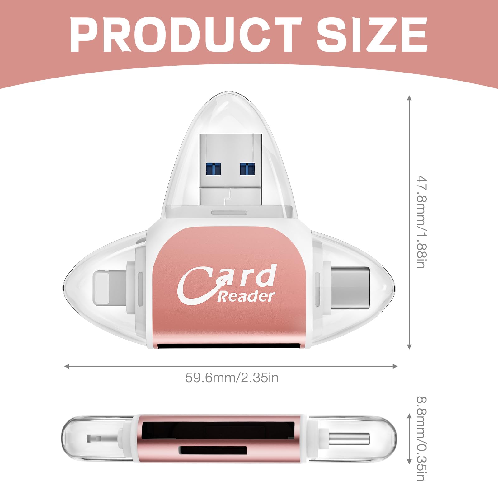 Lettore Memoria USB-C USB-A Lettore Schede SD 3 In 1 Per IPhone/iPad, USB-C E USB-A - Trasferimento Foto E Video Lettore Schede SD Per IPhone - Foto 8