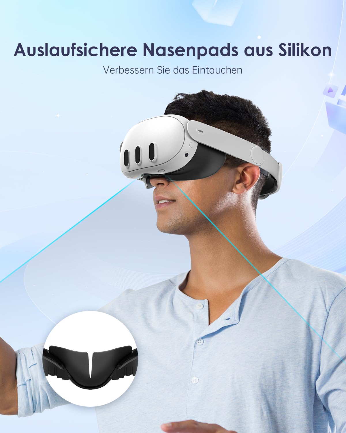 vr Gesichtspolster kompatibel für Quest 3 Gesichtsschnittstelle Zwei Schaumstoff ersatzteile mit Linsenschutz für Quest 3 Gesichtspolster
