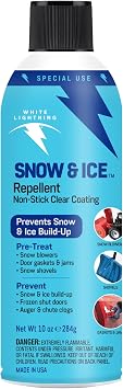 White Lightning Snow & Ice Repellent Spray Non-Stick Ceramic Coating for Snow Blowers, Shovels, Gutters & More Prevents Ice Buildup Petroleum-Free & Odorless Aerosol 10oz