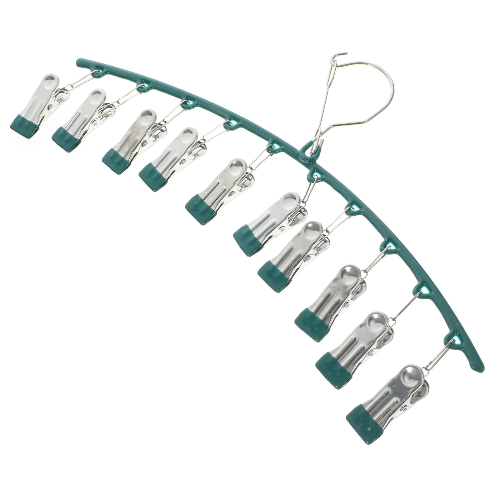 Alipis Metal Hangers Laundry Drying Rack Stainless Steel Sock Dryer Hanger with 10 Clips Windproof Underwear Drip Hangers for Baby Clothes Bras Hat Towels Diapers Hat Hanger(Hook Style Random)