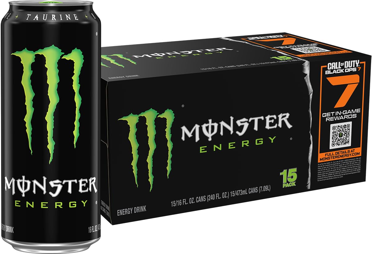 MonsterEnergy Drink, Green, Original, 16 Ounce (Pack of 15)