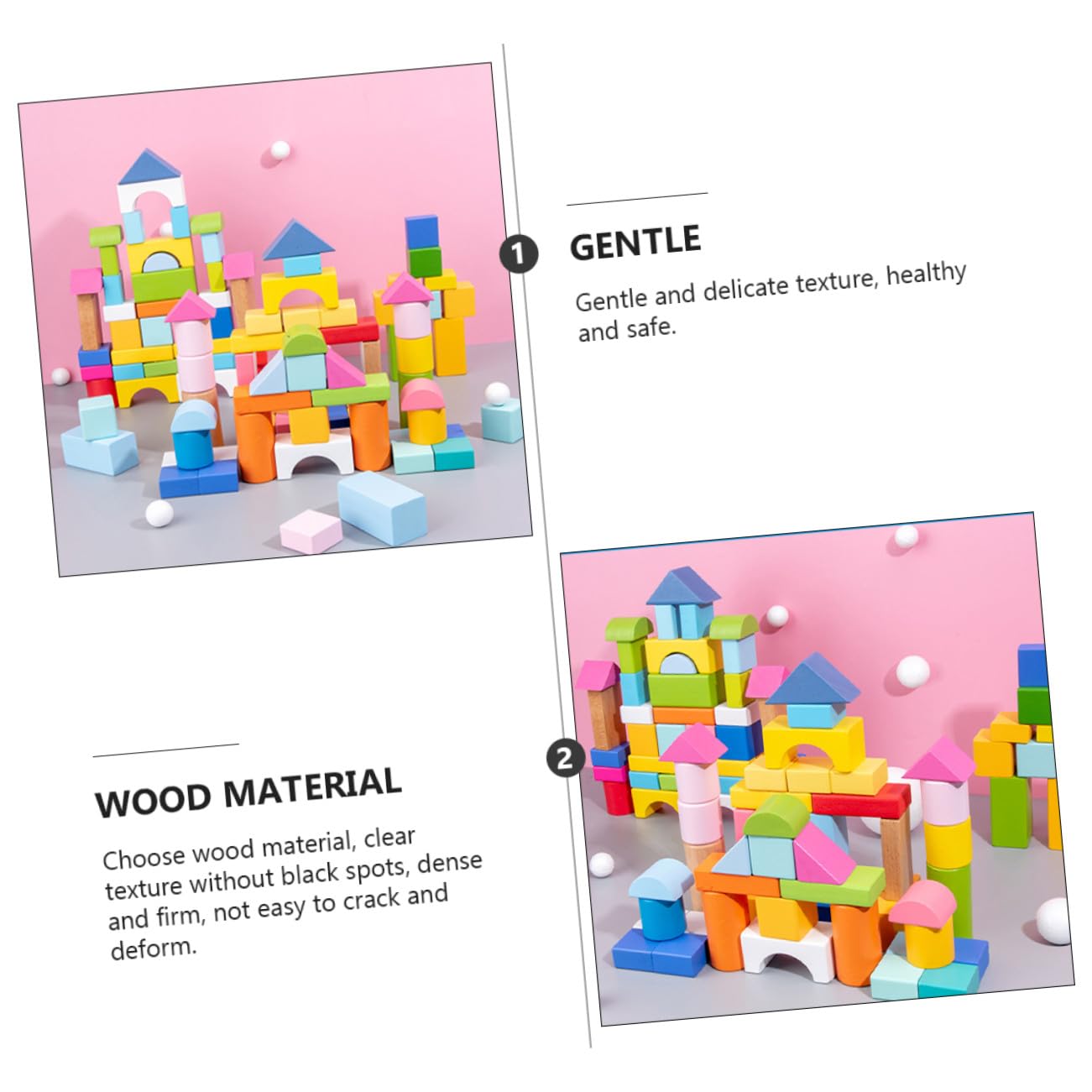 GALPADA Blocchi di Costruzione in Legno Levigati a Mano 100 Pezzi Forme Geometriche Gioco Educativo Texture Delicata per Stimolare Immaginazione e Apprendimento per Bambini