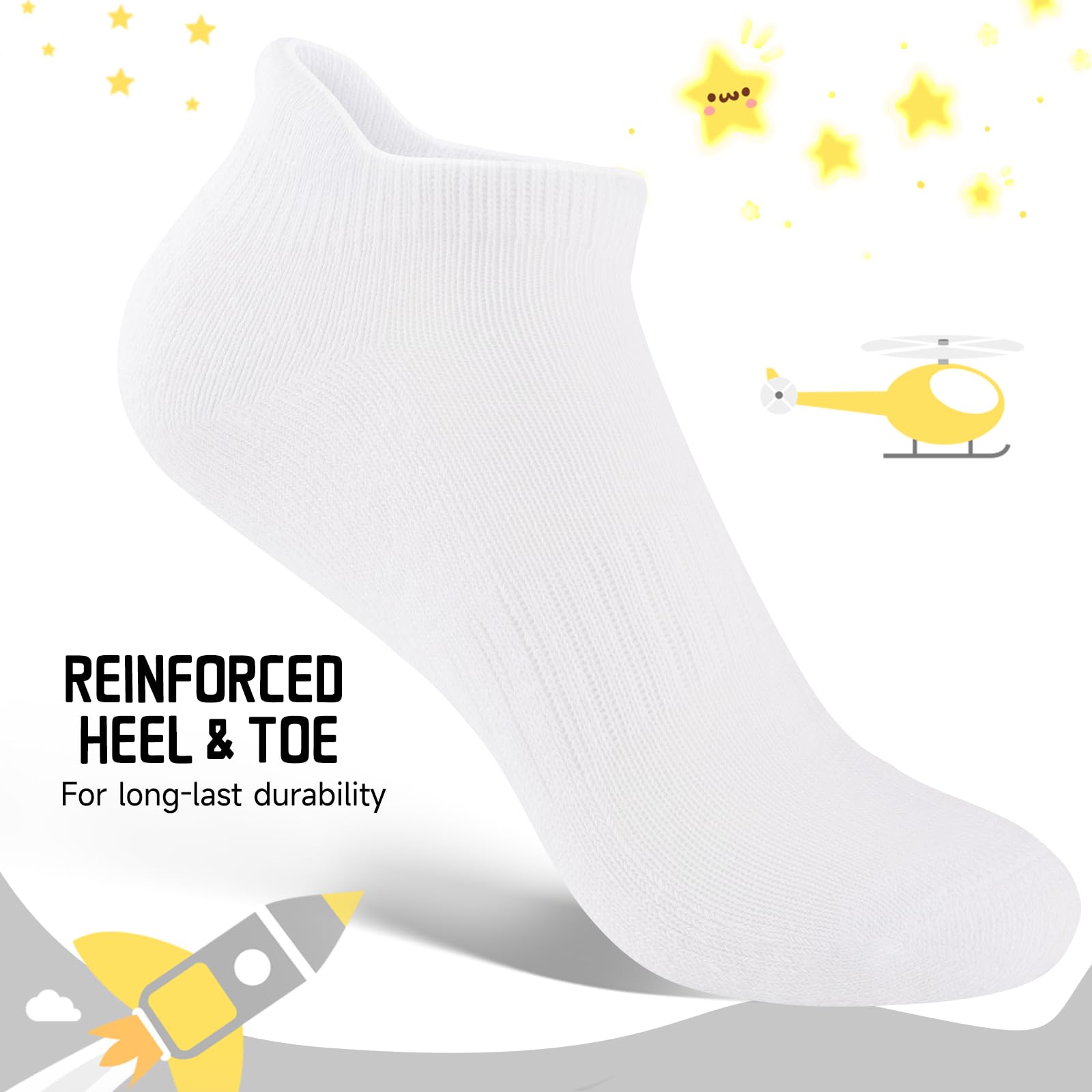 Comfoex 16 pares de calcetines acolchados atléticos de corte bajo para niños de 4 a 6 a 8 a 10 años