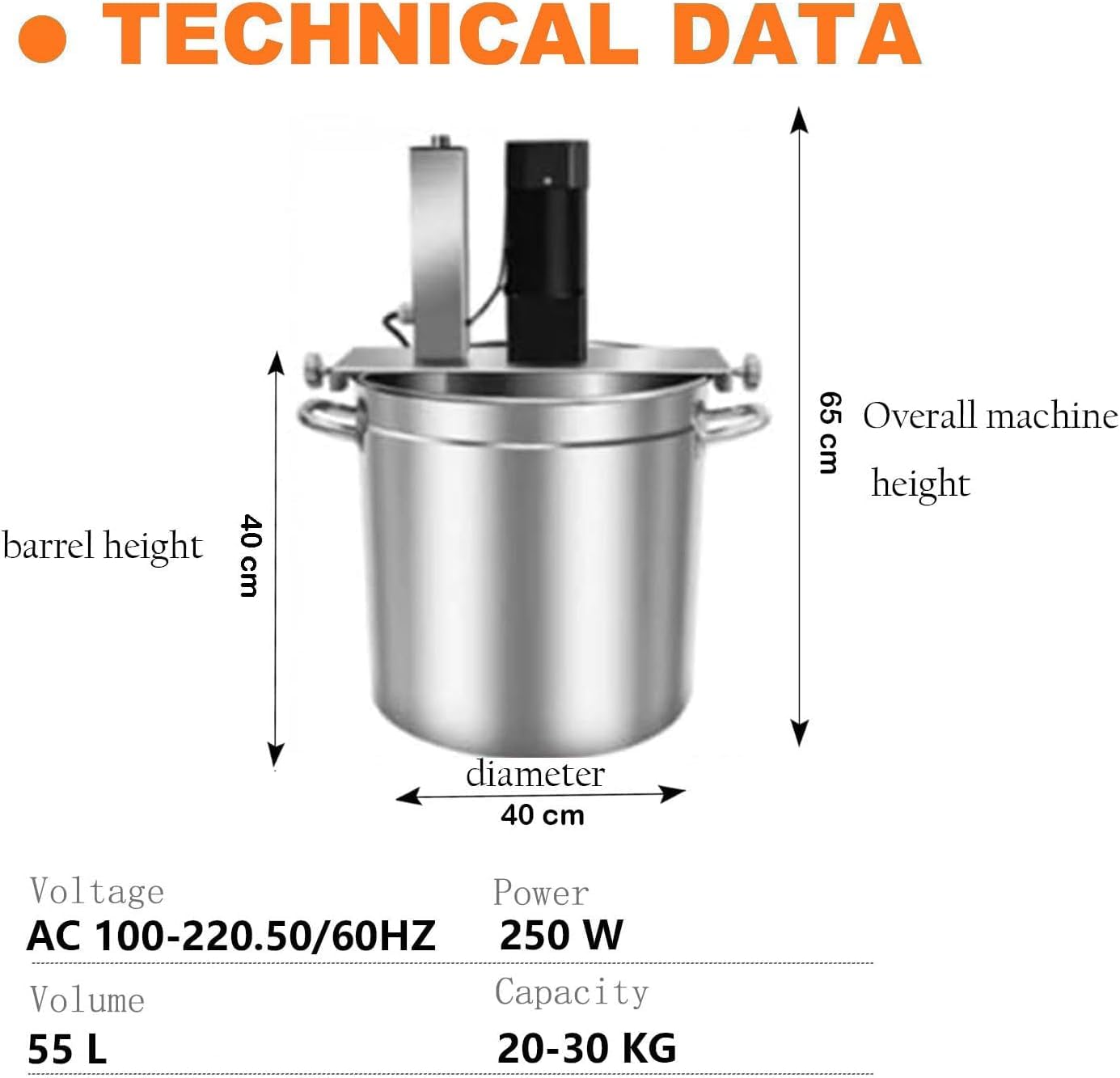 Agitador eléctrico de olla, mezclador de velocidad ajustable con raspador de 4 cuchillas para cocinar, mezclador de mortero portátil para 20L/50L/90L, herramienta ideal para mezclar alimentos