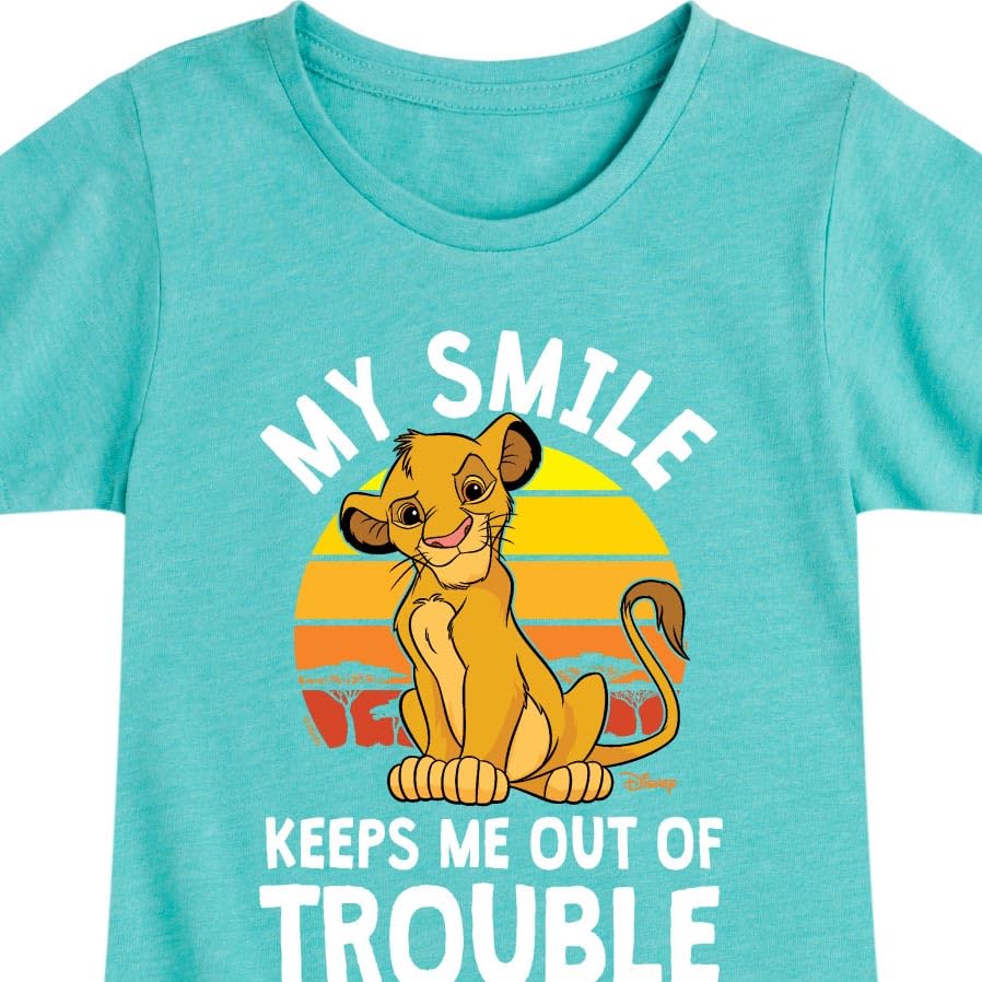 Disney The Lion King - Simba - My Smile Keep Me Out of Trouble - Toddler & Youth Girls Short Sleeve Graphic T-Shirt3