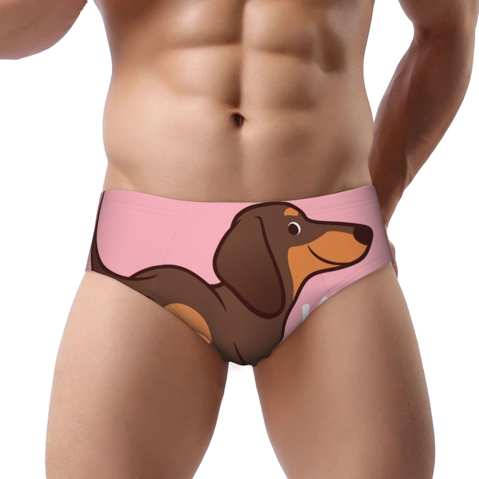 Yofien Men's Multicolour Dachshund Puppy Dog, Triangle Soft Briefs,Support Pouch Comfort No Fly Underwear