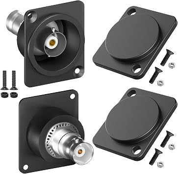 2PCS BNC D Series Panel-Mount Connector,Gold-Plated SDI Video Coaxial Socket BNC Coupler,Panel Mount Female to Female Feed-Through Connector for Custom Communication & Surveillance Systems