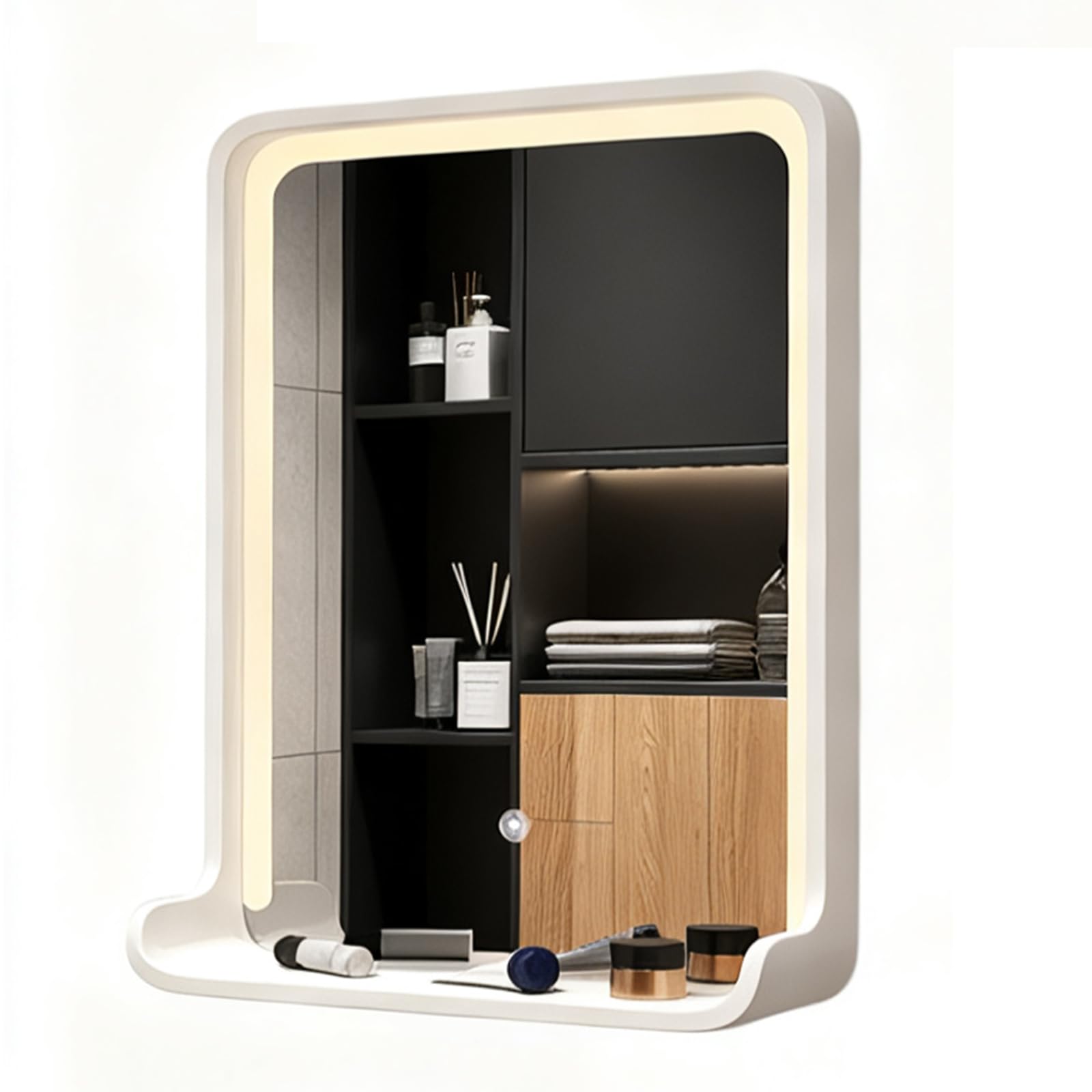 SXFSDOU Illuminated Bathroom Mirror with Touch Switch Dimmable 3 Light Colors 40x60cm (16x24in) Cosmetic for Stylish LED Makeup and Grooming