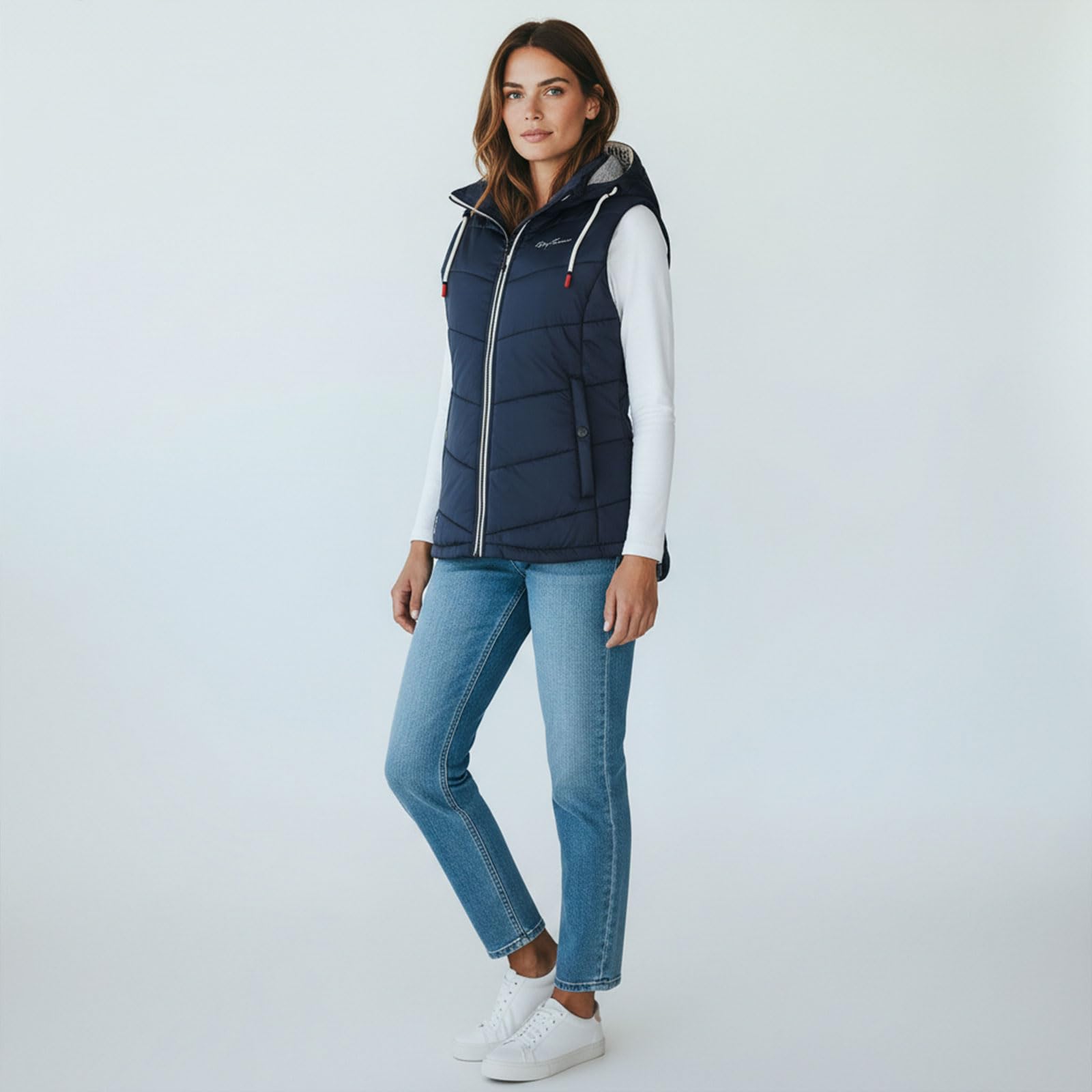 Dry Fashion Damen Steppweste Rügen mit abnehmbarer Kapuze - Leichte Weste mit taillierten Schnitt
