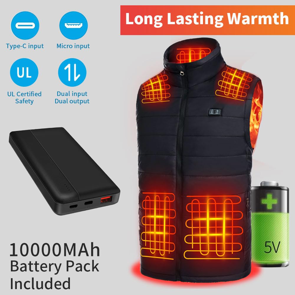 Warmy Veste Chauffante Homme Femme Gilet Chauffant Homme Électrique Chargement USB 13 Zones de Chaleur