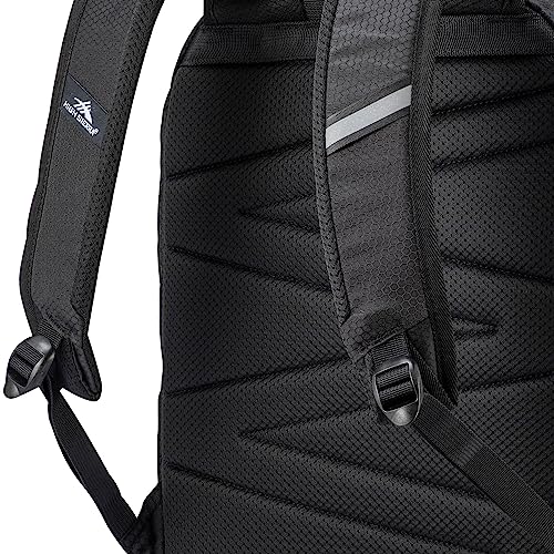 High Sierra Outburst 2.0 Carry-On Daypack Book Bag with Padded Laptop Tablet Sleeve, 360 Degree Reflectivity, Fits Most 15.6\" Laptops, 28L, Black