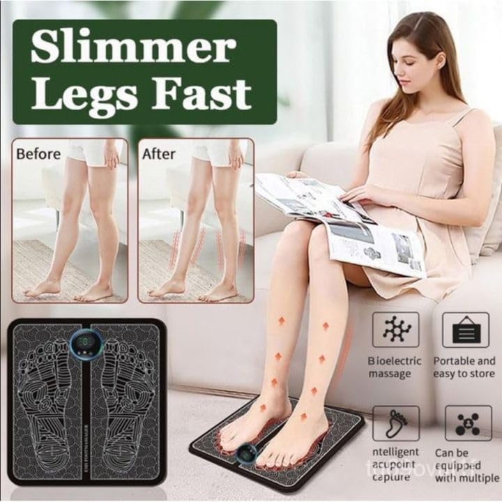 (Combo) Foot And body Massager Pain Relief Wireless Electric EMS Massage Machine,Rechargeable Portable Folding Automatic with 8 Mode19 Intensity for Legs,Body,Hand Therapy (Black) New Model - 2025 - Image 5 thumbnail