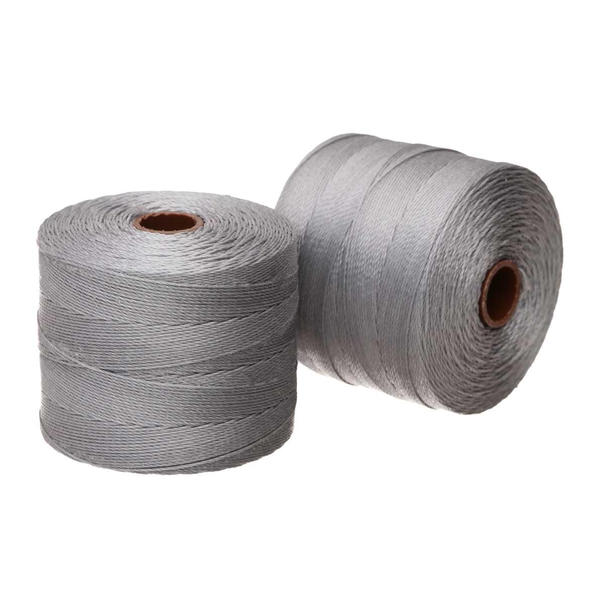 The Beadsmith S-Lon - Micro cavo in nylon – Colore grigio – TEX70, diametro 12 mm, confezione da 4, bobine da 262 m – per infilare perline all'uncinetto, gioielli micro-macramè e progetti kumihimo