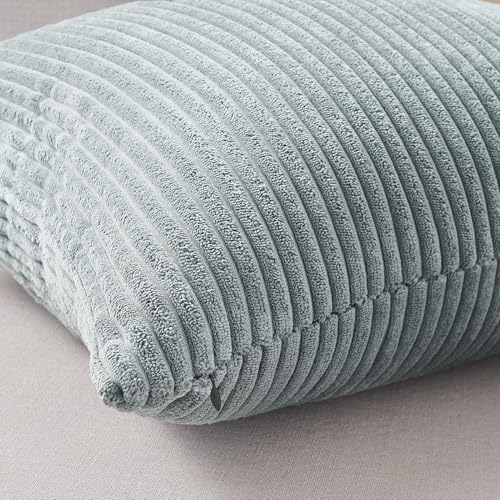 Image of Topfinel BlueGray Decorative Throw Pillow Covers 16x16 Inch Set of 4,Soft Accent Corduroy Striped Gradient Color Small Cushion Cover for Beach,Patio,Balcony,Couch Living Room,Summer Home Decor