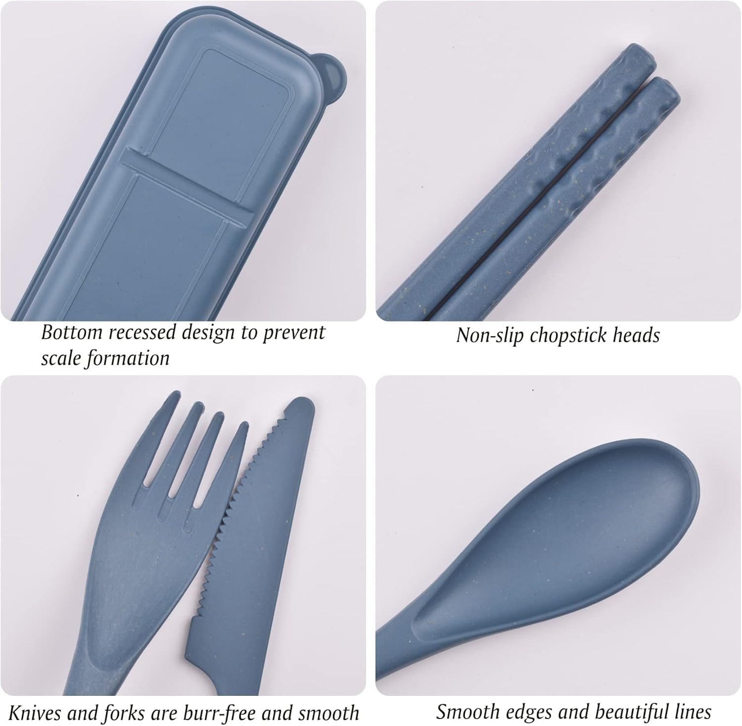 Verlengde bestekset, 2 stuks campingbestekset met koffer, kunststof reisbestek, lepel, mes, vork, eetstokjes, etui, campingbestek, draagbaar