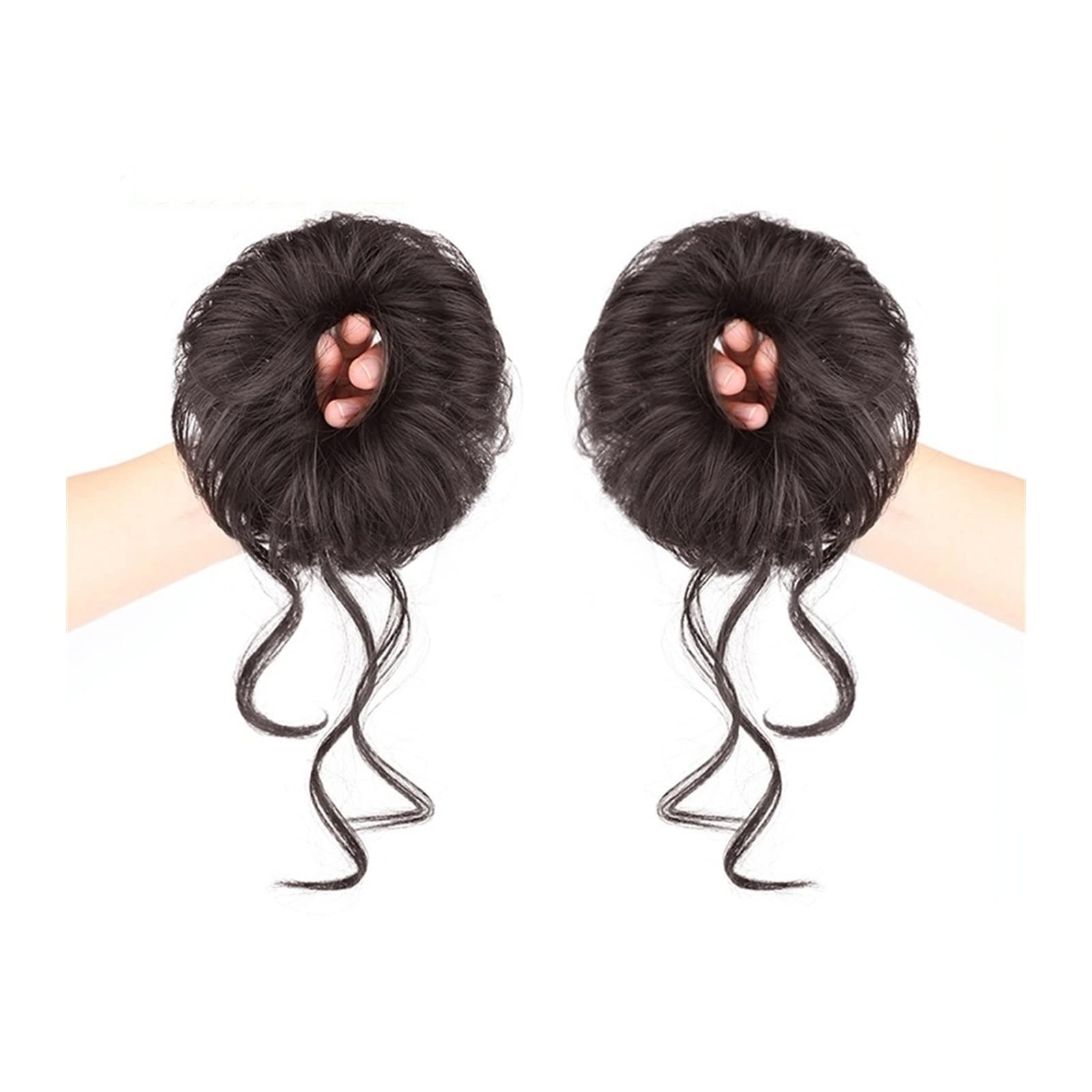 Haarknoten 2 Stück Dutt-Hochsteckfrisur-Haarteile for Frauen, synthetischer, gerader Donut-Chignon mit elastischem Gummiband, Haargummis, unordentliches Haar Haarschmuck Damen (Color : B)