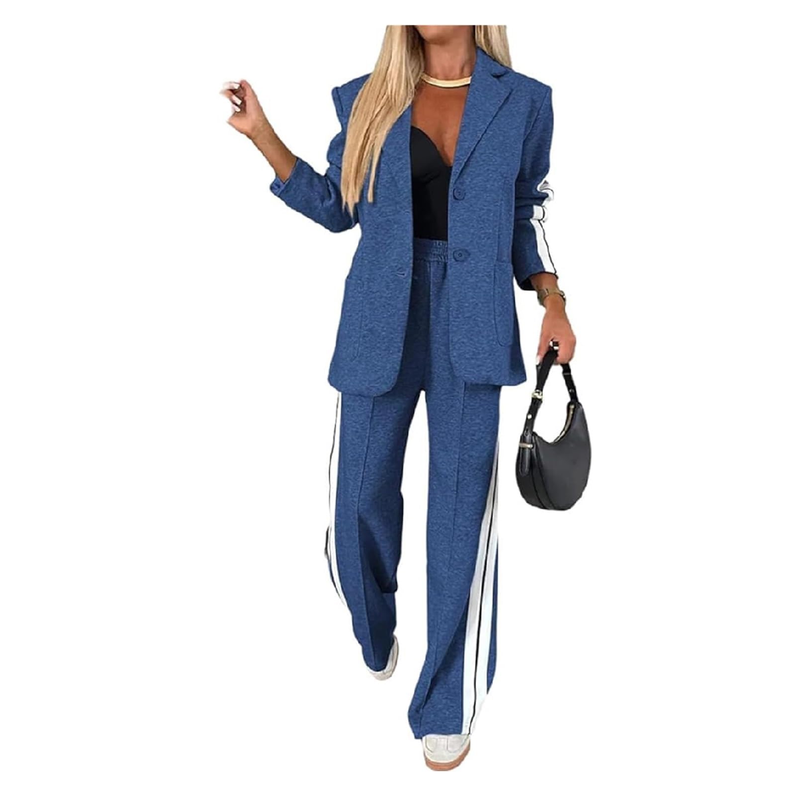 Casual Suit Womens Lapel Long Sleeve Casual Suit Womens 2 Piece Casual Suit