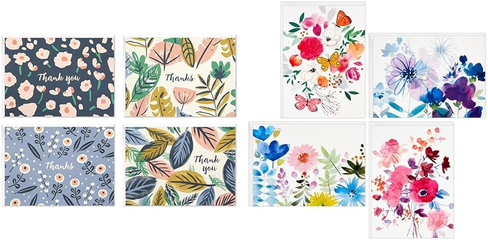 Hallmark Thank You & Blank Cards Assortment, Painted Florals (48 Cards with Envelopes for All Occasions)